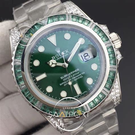 green diamond bezel rolex sub